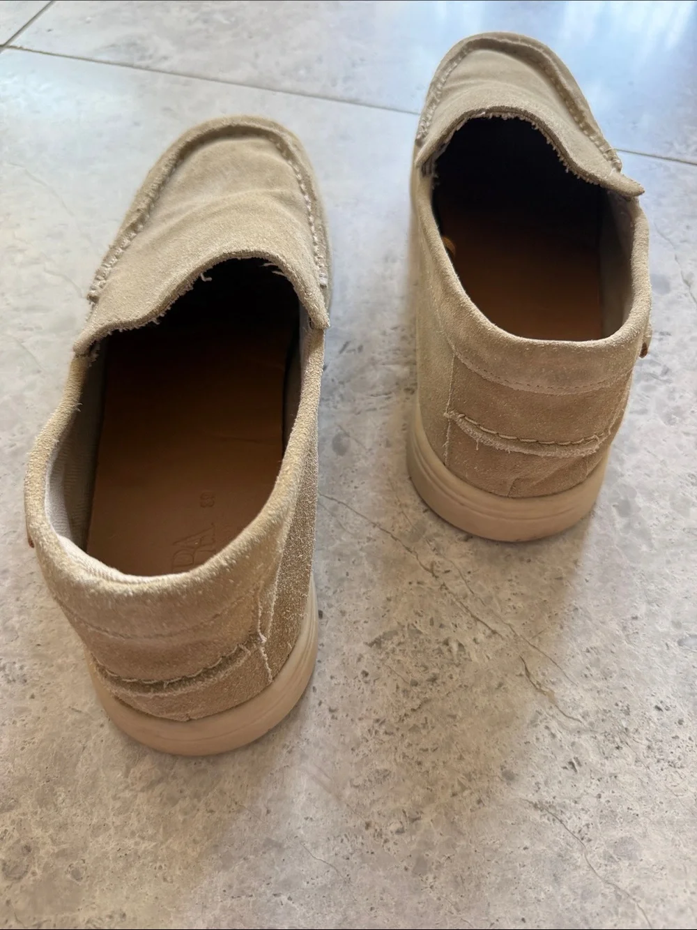 Zara Kids Beige Suede Slip-On Loafers